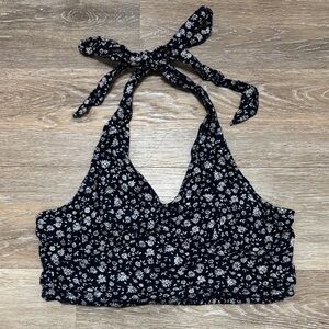 American Eagle Outfitters Navy Floral Halter Top